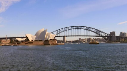 Poster - Sydney, Australia, 12 Sep 2020: Side view of Sydney opera house and bridge.
