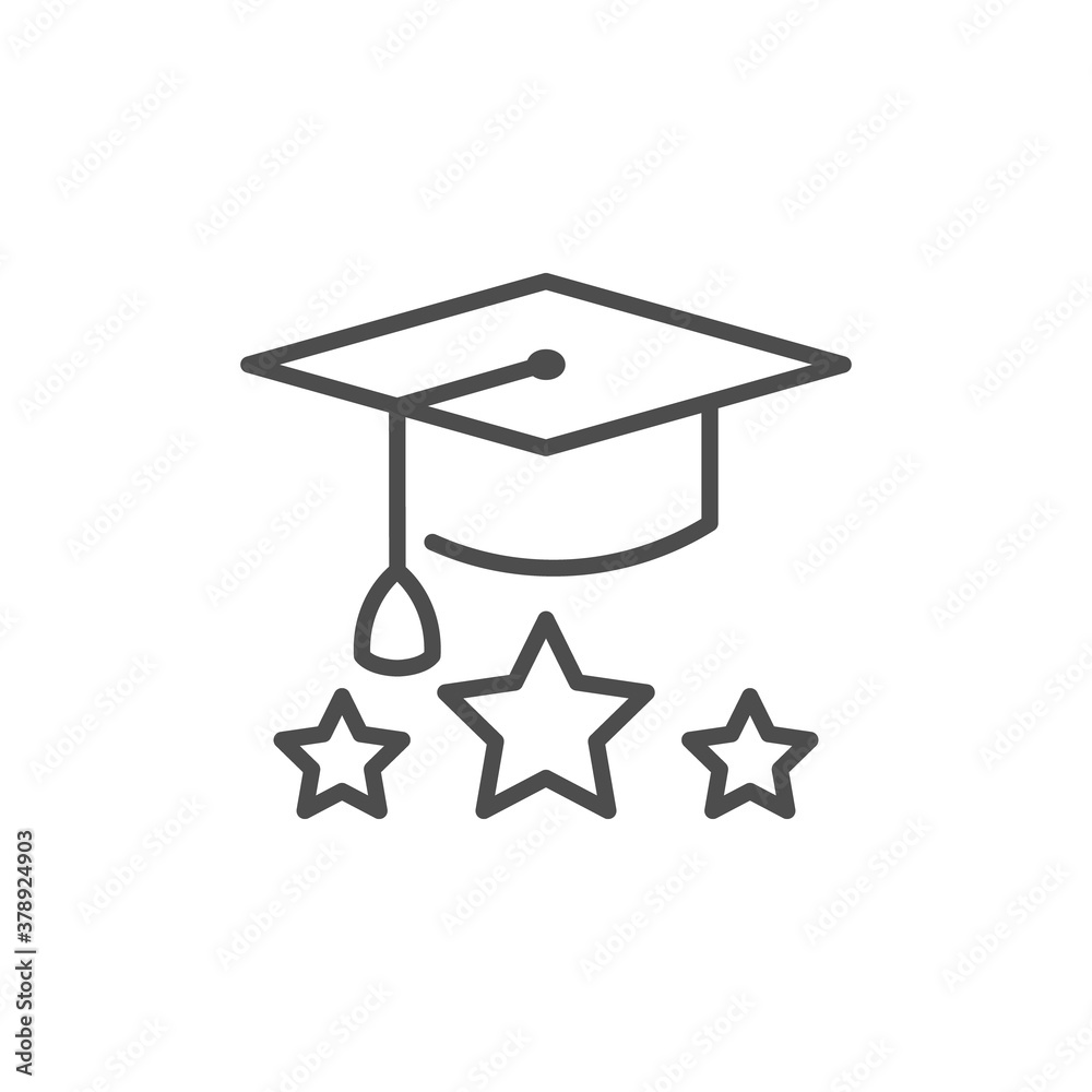Graduation cap line outline icon Stock Vector | Adobe Stock