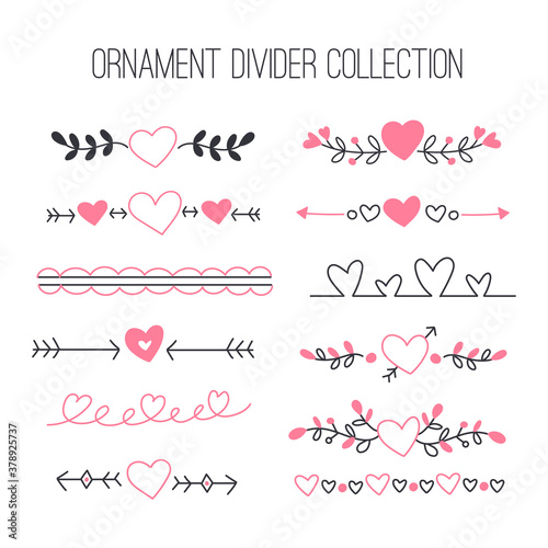 Fotografía Vector set of floral calligraphic elements, dividers and love ornaments for page decoration and frame design