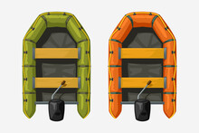 Two Inflatable Boats Top View On White