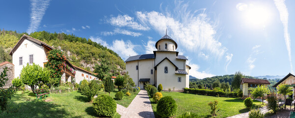 Moracha Monastery in Montenegro, beautiful summer panorama