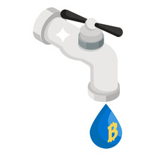 
Digital Currency Coming Out From Tap Showing Bitcoin Faucet Icon
