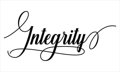 Aufkleber - Integrity Script Calligraphy  Black text Cursive Typography words and phrase isolated on the White background 