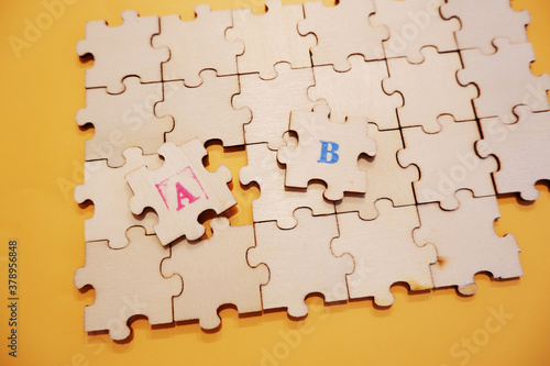 Empty Jigsaw Puzzle A And B Words On Puzzle Piece 無地のジグソーパズル プレゼンテーション プランa プランb Wall Mural Lala