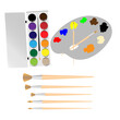 © Sondem - Set of painting equipment, Watercolor paint and paintbrushes brushes vector illustration. School concept