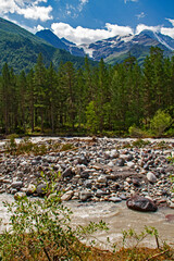 Wall Mural - Baksan River at the base of Mount Elbrus near Town of Terskol, Russia