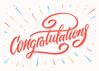 Wall Mural - Congratulations. Greeting card. Vector lettering.