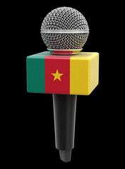 Poster - Microphone and Cameroon flag. Image with clipping path