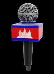Poster - Microphone and Cambodian flag. Image with clipping path