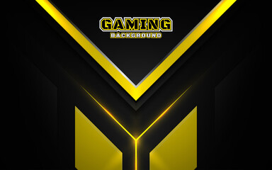 Fototapete - Abstract futuristic black and yellow gaming background with modern esport shapes. Vector design template technology concept can use element game banner, sport poster, cyber wallpaper, web, advertising
