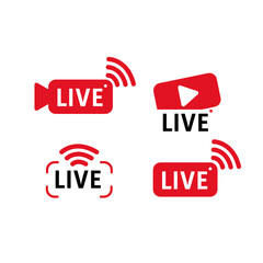 Poster - Set of live streaming icon design collection isolated on white background