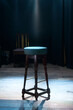 wooden high bar stool on a wooden stage