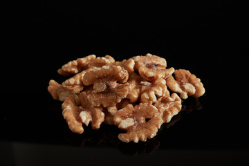 Walnuts In Black Background