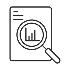 Poster - data analysis, document information chart economy magnifier line icon