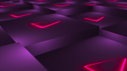 Aufkleber - 3d rendering background of cubes with neon located at different levels. Computer generated abstract technological area.