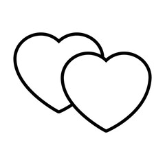 Canvas Print - linked hearts icon, line style