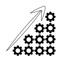 Wall Mural - data analysis, graph gears growth arrow financial line icon