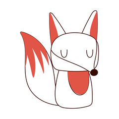 Sticker - cute little fox animal cartoon isolated design white background line and fill style