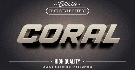 Wall Mural - Editable text style effect - Coral theme style.