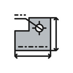 Sticker - Drawing of technical device, development of a industrial machine color line icon