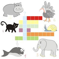 Wall Mural - crossword, winter, vector illustration of animals