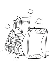 Sticker - Bulldozer Construction Coloring Book Page Vector Illustration Art