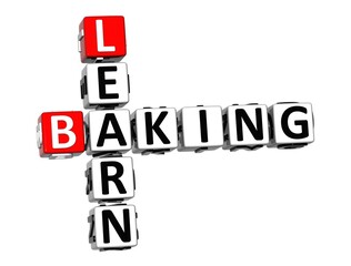 Leinwandbilder - Learn Baking. White and Red 3D Crossword Puzzle.