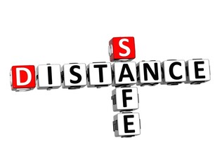 Leinwandbilder - Keep Social Distance. Stay Safe. White and Red 3D Crossword Puzzle.