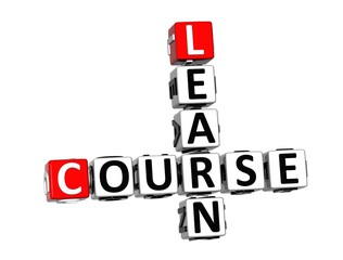 Leinwandbilder - Course Learn. White and Red 3D Crossword Puzzle.