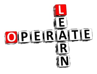 Leinwandbilder - Learn Operate. White and Red 3D Crossword Puzzle.