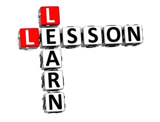 Leinwandbilder - Lesson Learn. White and Red 3D Crossword Puzzle.