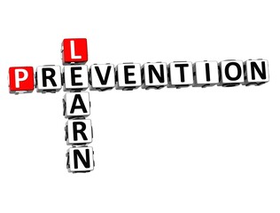 Leinwandbilder - Learn Prevention. White and Red 3D Crossword Puzzle.