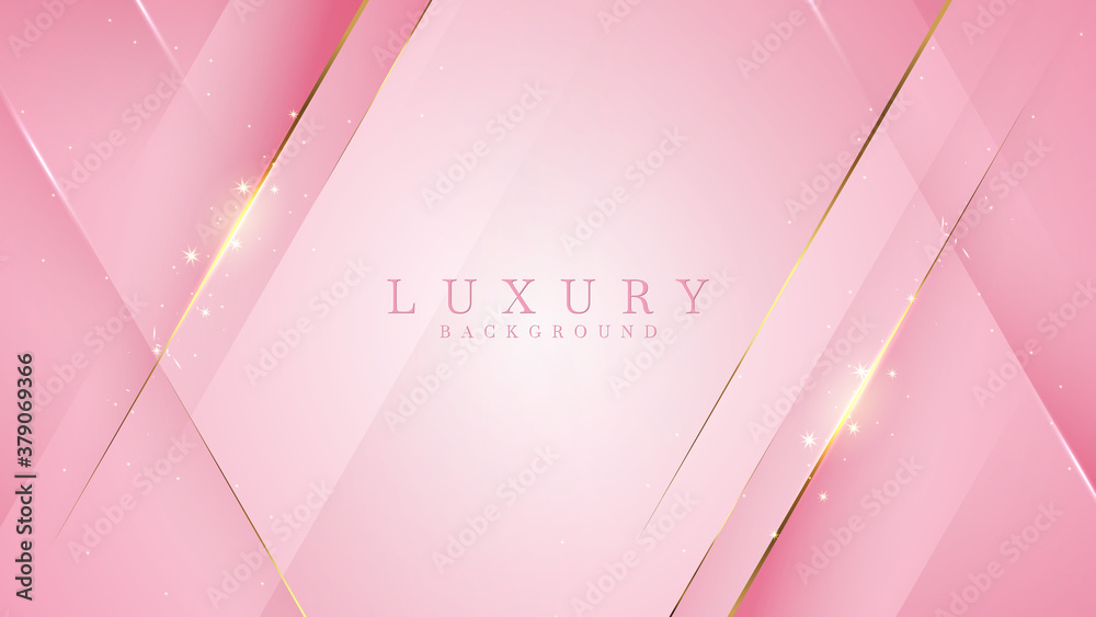 Luxury golden line background pink shades in 3d abstract style. Illustration from vector about modern template deluxe design. - obrazy, fototapety, plakaty 