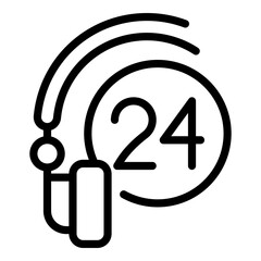 Poster - 24 hours headset icon. Outline 24 hours headset vector icon for web design isolated on white background