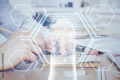 Fotomural Concept of the future of security and password control through advanced technology
