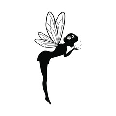 Wall Mural - beautiful fairy silhouette vector template