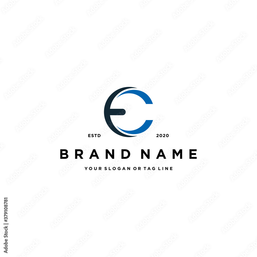 letter EC logo design vector template - obrazy, fototapety, plakaty 