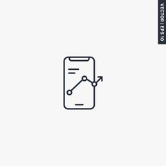 Poster - Finance graph smartphone, linear style sign for mobile concept and web design