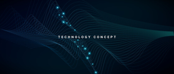 Poster - Abstract background for technology concept with geometric wave lines