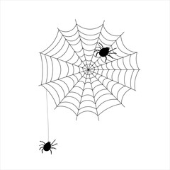 black spider with web icon for halloween day