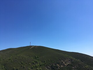 Mountain landscape on sunny summer day with clear sky in Greece