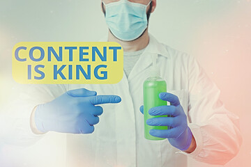 Wall Mural - Writing note showing Content Is King. Business concept for believe that content is central to the success of a website Laboratory Blood Test Sample Shown For Medical Diagnostic