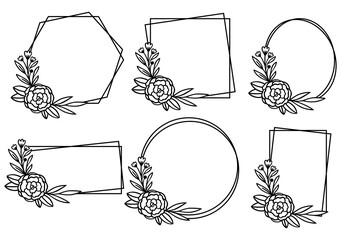 Wall Mural - 0024 hand drawn floral frame