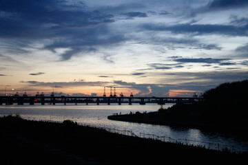 Poster - sunset over the river