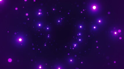 Poster - Purple particles motion abstract magic background. Holiday decoration texture for celebration party concept. Seamless loop.