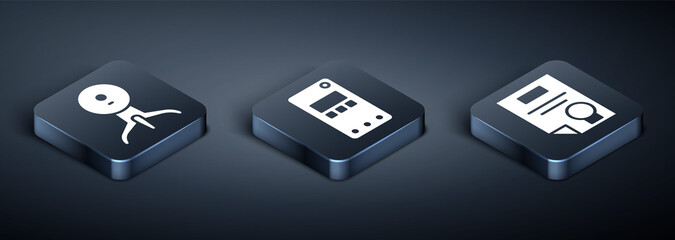 Poster - Set Isometric Web camera, Certificate template and Mobile phone icon. Vector.