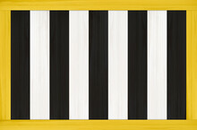 Black White Wood Panel Plate Wall With Yellow Frame Background.