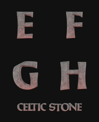Wall Mural - Celtic Stone Alphabet - 3d Illustration