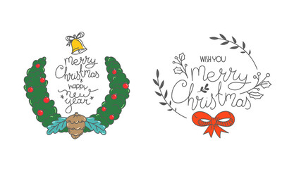 Poster - Hand drawn christmas label and badge collection