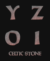 Celtic Stone Alphabet - 3d Illustration